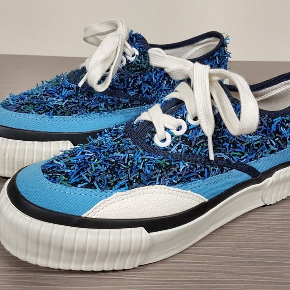 Julien David Platform Sneaker Blue & Teal Textile Womens Size 6 & 10 - Picture 3 of 6